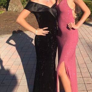 black velvet prom dress